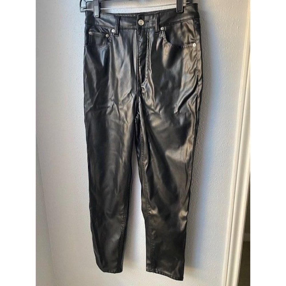 H&M Divided Black Faux Leather Pleather High Rise Skinny Pants Leggings Vegan
